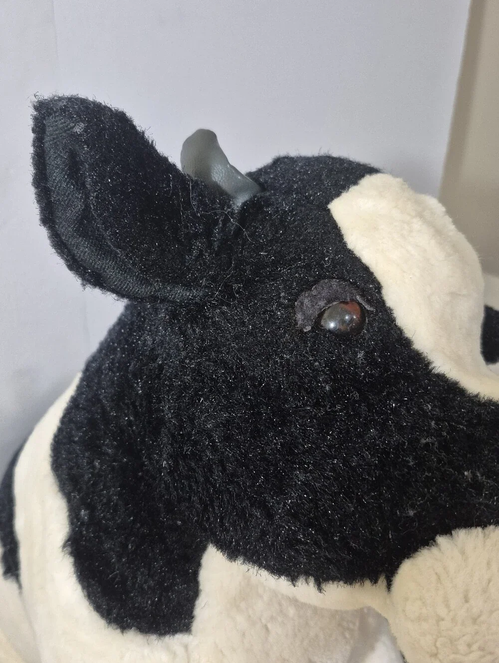 Vintage LL Bean Plush Stuffed Large Cow Black White 21”x18”